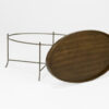 Closeup view of coffee table on plain white background